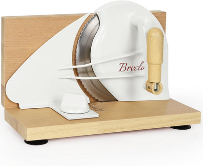 Brvclon Manual Bread Slicer Adjustable Thickness, Hand Crank Bread Slicer for Homemade Sourdough Bread with Scale Line & Suction Cup & Metal Guide,Quality Solid Wood Base