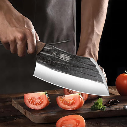 6" Cleaver Knife, Hand Forged Chopper Butcher Meat Cleaver Knife | Full Tang Vegetable Meat Cleaver Cutting Knife for Kitchen, Outdoor Cooking, Camping, Gift for Men