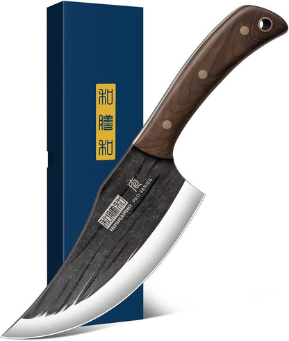 6" Cleaver Knife, Hand Forged Chopper Butcher Meat Cleaver Knife | Full Tang Vegetable Meat Cleaver Cutting Knife for Kitchen, Outdoor Cooking, Camping, Gift for Men