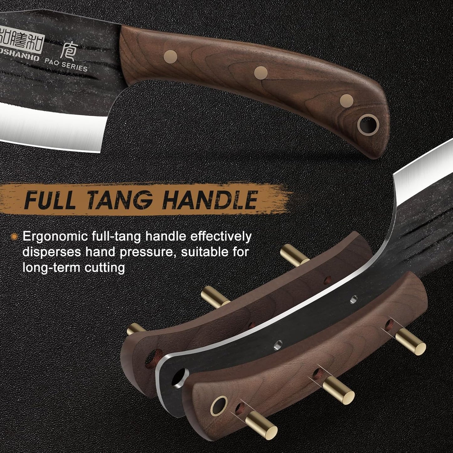 6" Cleaver Knife, Hand Forged Chopper Butcher Meat Cleaver Knife | Full Tang Vegetable Meat Cleaver Cutting Knife for Kitchen, Outdoor Cooking, Camping, Gift for Men