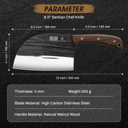 6" Cleaver Knife, Hand Forged Chopper Butcher Meat Cleaver Knife | Full Tang Vegetable Meat Cleaver Cutting Knife for Kitchen, Outdoor Cooking, Camping, Gift for Men