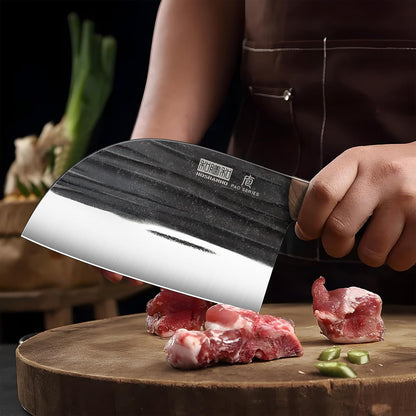 6" Cleaver Knife, Hand Forged Chopper Butcher Meat Cleaver Knife | Full Tang Vegetable Meat Cleaver Cutting Knife for Kitchen, Outdoor Cooking, Camping, Gift for Men