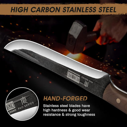 6" Cleaver Knife, Hand Forged Chopper Butcher Meat Cleaver Knife | Full Tang Vegetable Meat Cleaver Cutting Knife for Kitchen, Outdoor Cooking, Camping, Gift for Men