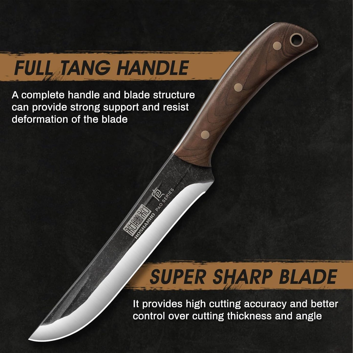 6" Cleaver Knife, Hand Forged Chopper Butcher Meat Cleaver Knife | Full Tang Vegetable Meat Cleaver Cutting Knife for Kitchen, Outdoor Cooking, Camping, Gift for Men