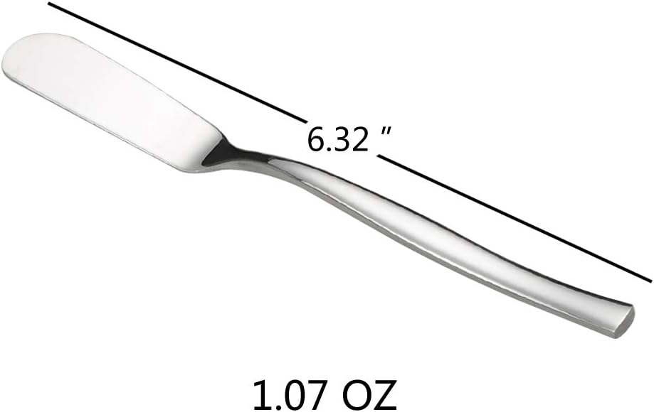 Idotry 6-Piece Stainless Steel Butter Knives, Cheese/Butter Spreaders | 6.32", Cheese Knives for Butter, Cheese, Organic Strawberry