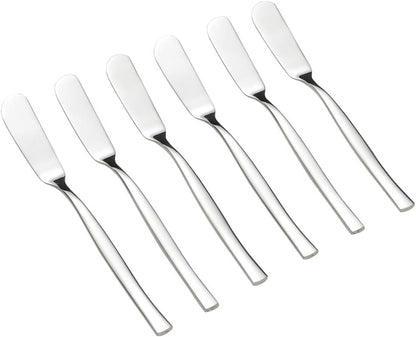 Idotry 6-Piece Stainless Steel Butter Knives, Cheese/Butter Spreaders | 6.32", Cheese Knives for Butter, Cheese, Organic Strawberry