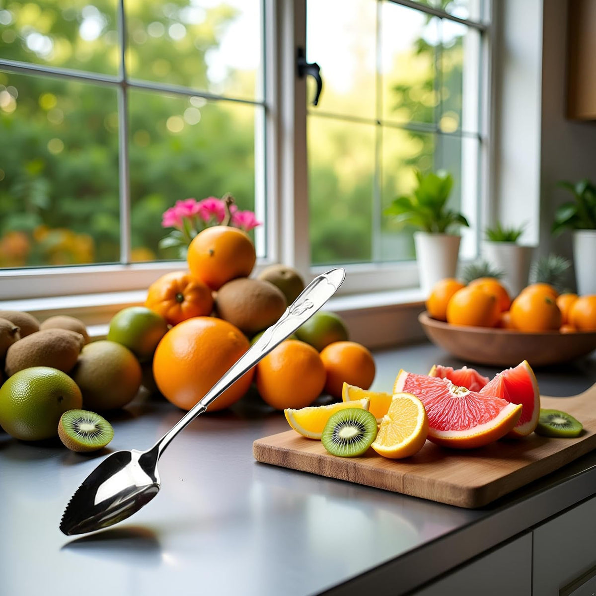 1Pc Grapefruit Spoons,Stainless Steel Grapefruit Spoon,Chef Craft Serrated Grapefruit Spoon For Cirtrus Fruits,Kiwi, Salad,And Desserts Grapefruit Knives(Silver)