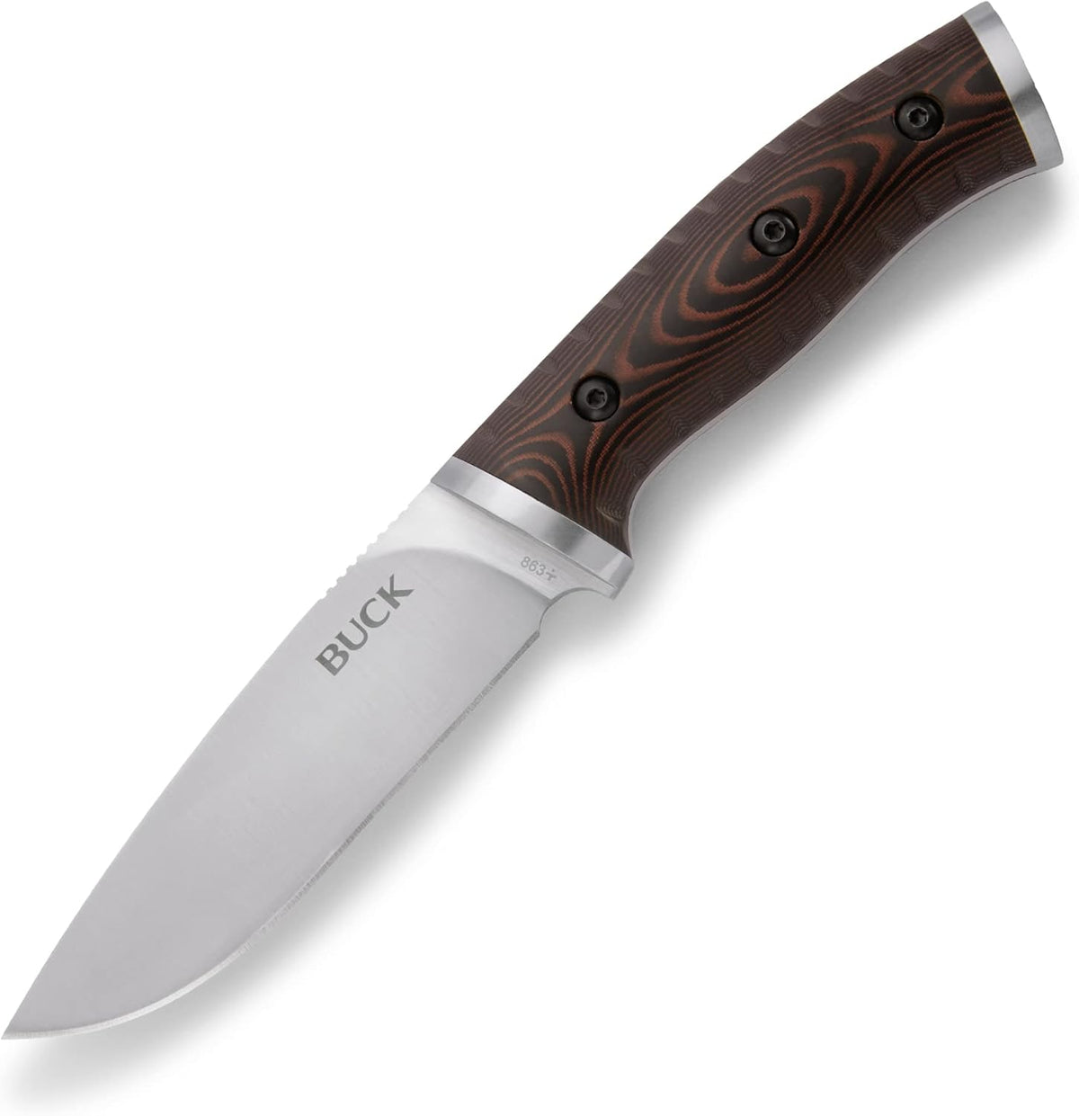 853 Small Selkirk Fixed Blade Outdoor Knife, 4" 420HC Steel Drop Point Blade, Brown/Black Micarta Handle, Injection Molded Sheath, Survival Gear, 6.4 oz