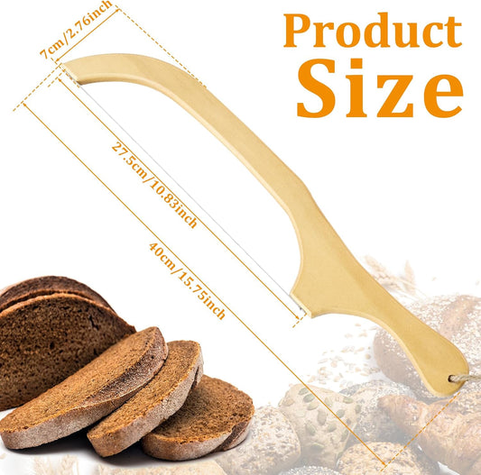 2 Pack Bread Slicer with Replacement Serrated Blades for Homemade Bread | 15.75'' Wooden Bread Knife Ergonomic Handle Bread Cutter for Cutting Sourdough Rounds Baguettes Bagels Bread Fruit