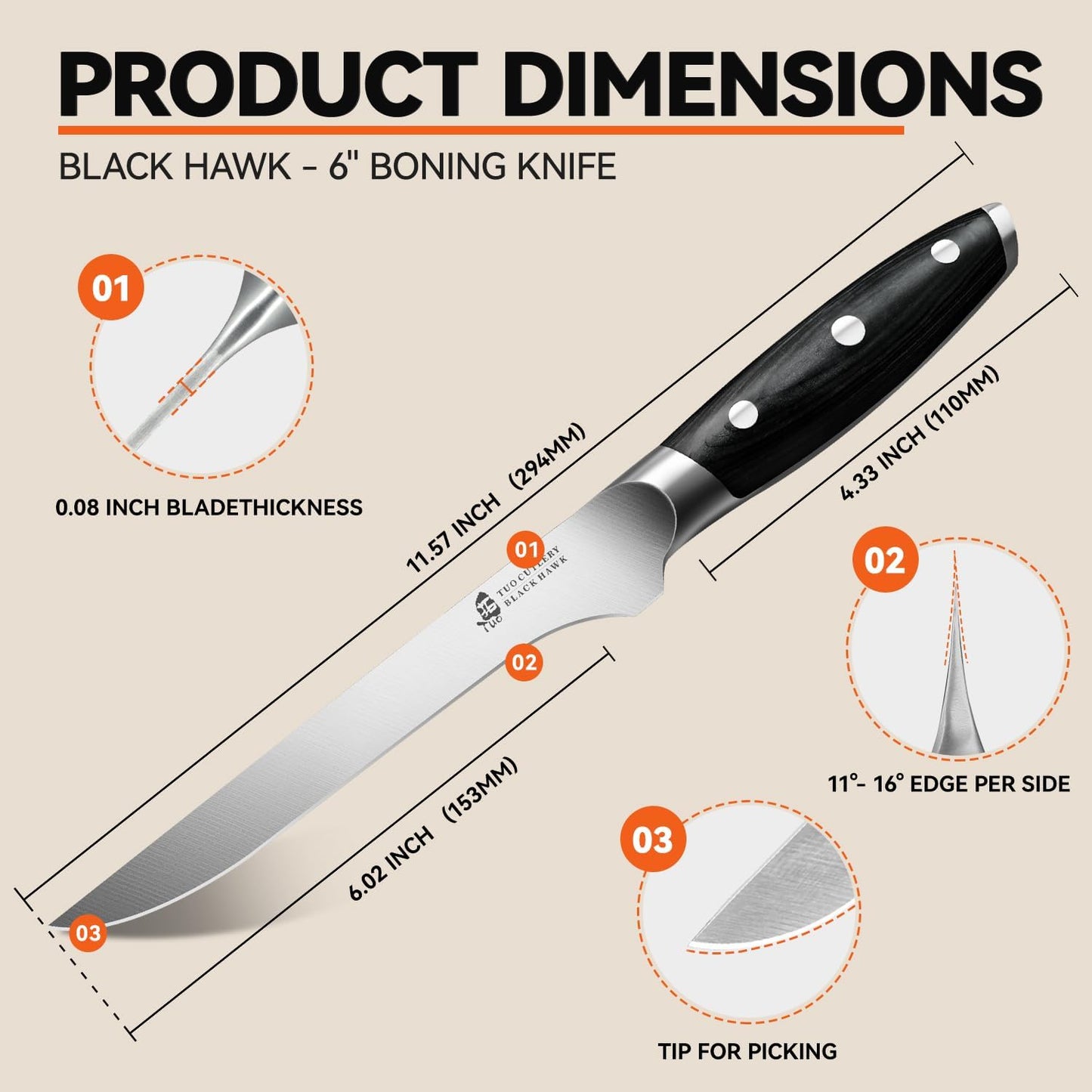 Honing Rod, Knife Sharpening Rod 8 Inch, High Carbon German Steel Knife Sharpener with Ergonomic Pakkawood Handle, Premium Honing Steel for Kitchen Knives Blade Maintenance, Black Hawk Series