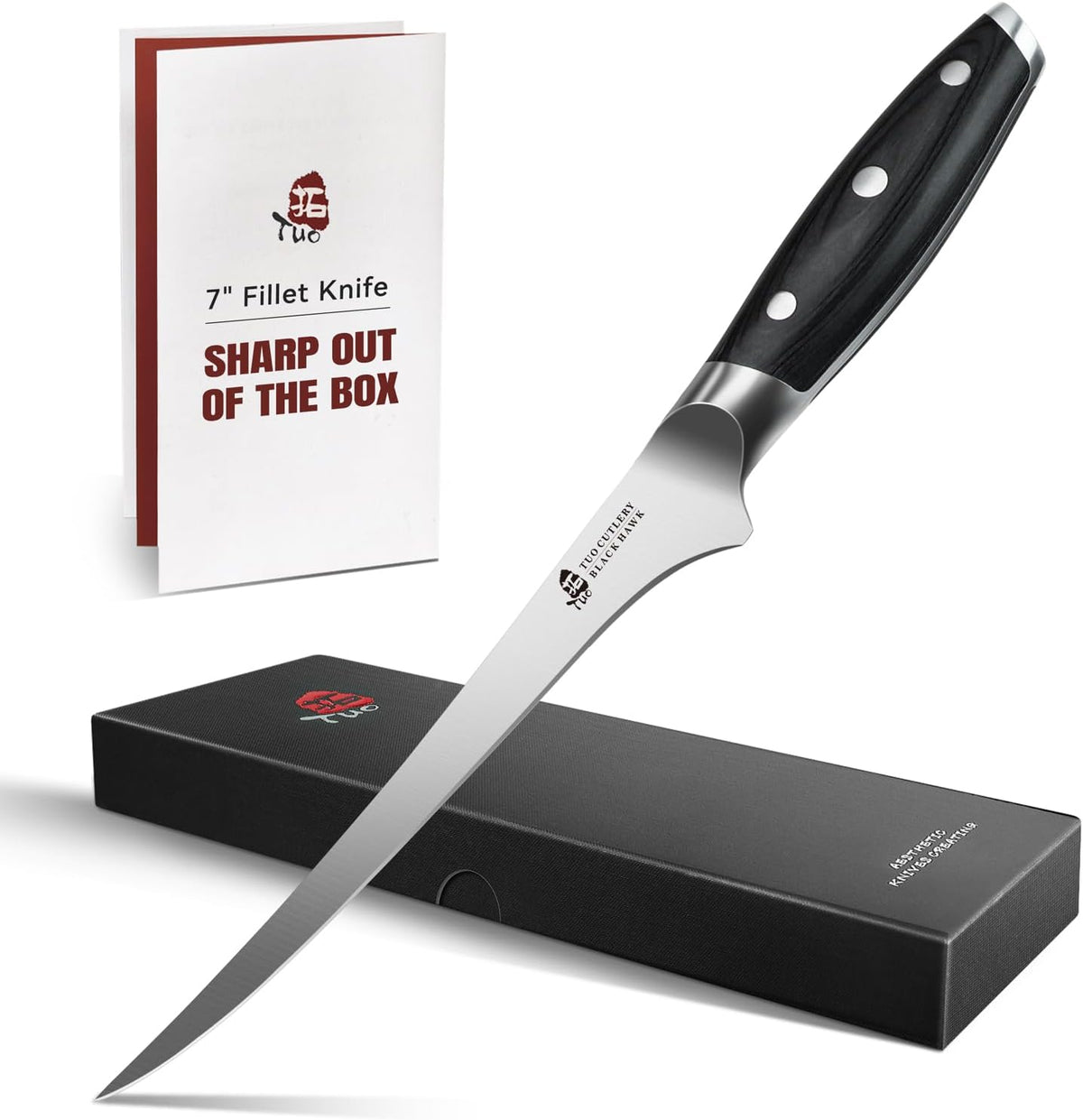Honing Rod, Knife Sharpening Rod 8 Inch, High Carbon German Steel Knife Sharpener with Ergonomic Pakkawood Handle, Premium Honing Steel for Kitchen Knives Blade Maintenance, Black Hawk Series