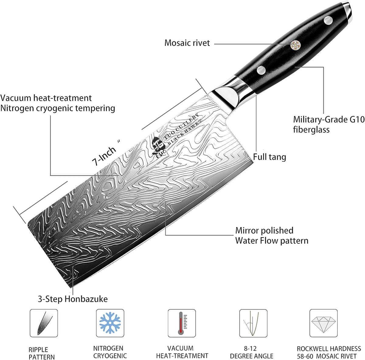 Honing Rod, Knife Sharpening Rod 8 Inch, High Carbon German Steel Knife Sharpener with Ergonomic Pakkawood Handle, Premium Honing Steel for Kitchen Knives Blade Maintenance, Black Hawk Series