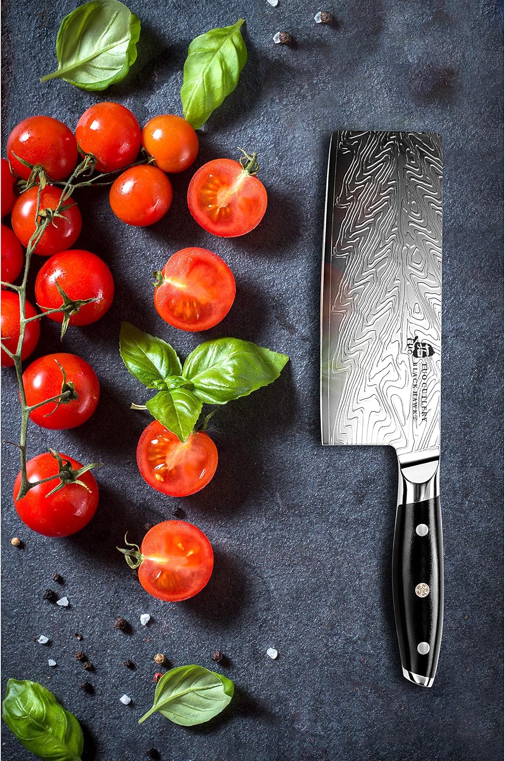 Honing Rod, Knife Sharpening Rod 8 Inch, High Carbon German Steel Knife Sharpener with Ergonomic Pakkawood Handle, Premium Honing Steel for Kitchen Knives Blade Maintenance, Black Hawk Series