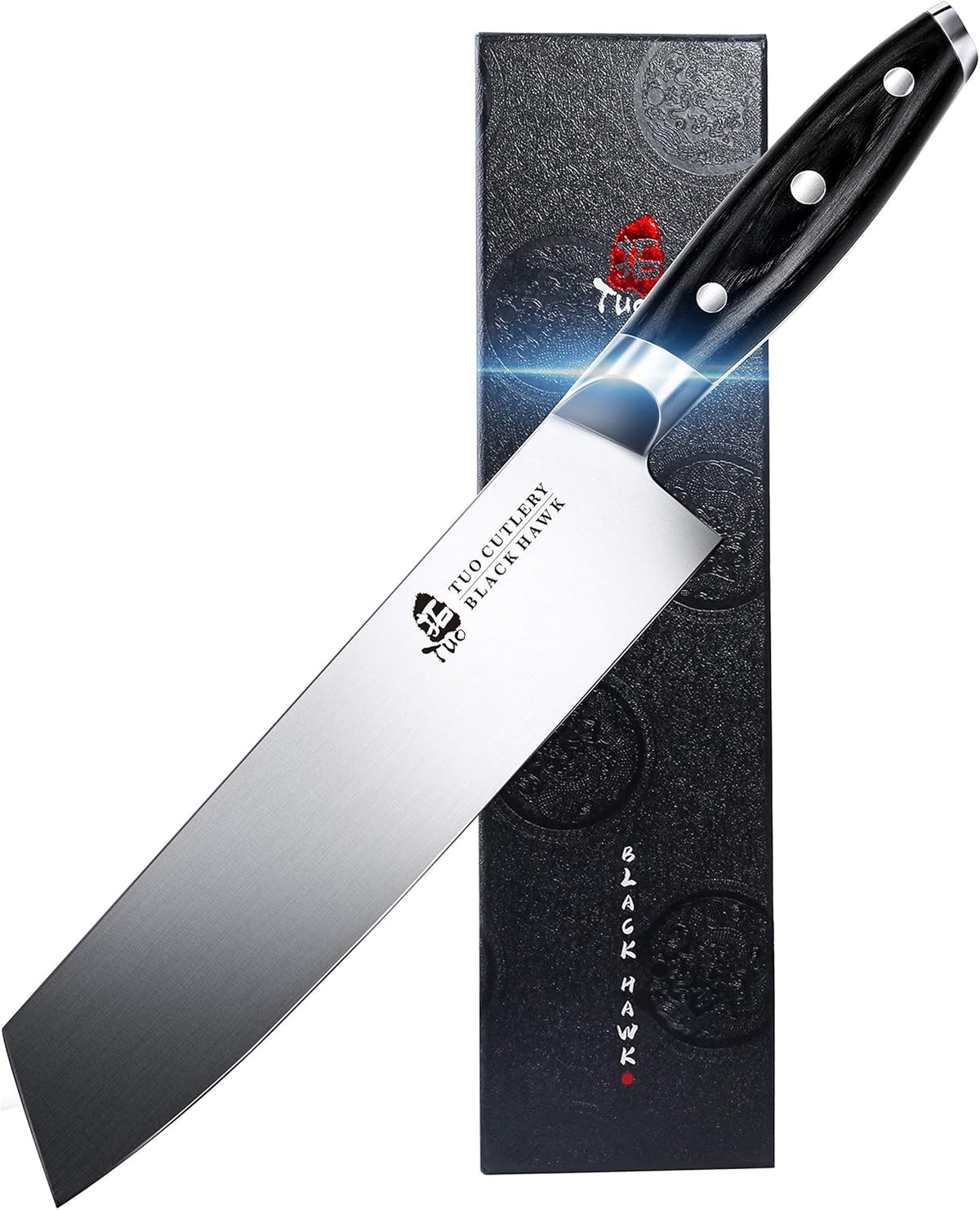 Honing Rod, Knife Sharpening Rod 8 Inch, High Carbon German Steel Knife Sharpener with Ergonomic Pakkawood Handle, Premium Honing Steel for Kitchen Knives Blade Maintenance, Black Hawk Series