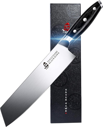 Honing Rod, Knife Sharpening Rod 8 Inch, High Carbon German Steel Knife Sharpener with Ergonomic Pakkawood Handle, Premium Honing Steel for Kitchen Knives Blade Maintenance, Black Hawk Series