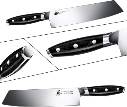 Honing Rod, Knife Sharpening Rod 8 Inch, High Carbon German Steel Knife Sharpener with Ergonomic Pakkawood Handle, Premium Honing Steel for Kitchen Knives Blade Maintenance, Black Hawk Series