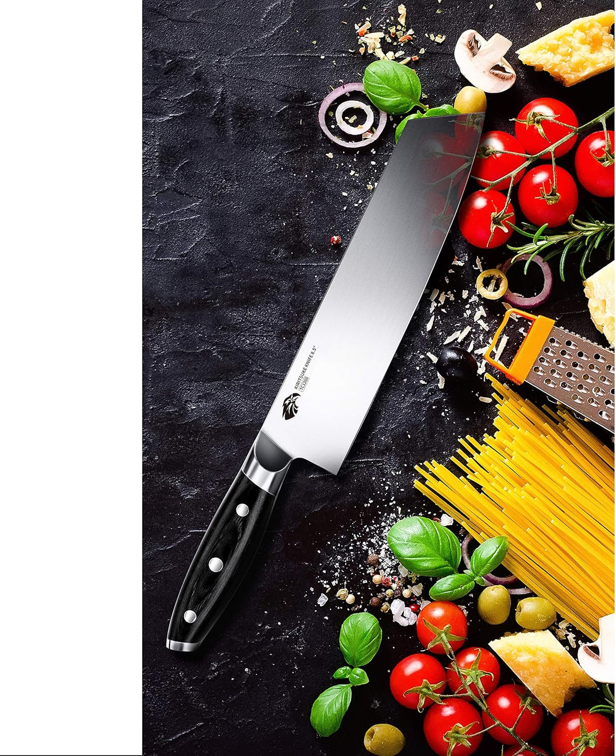 Honing Rod, Knife Sharpening Rod 8 Inch, High Carbon German Steel Knife Sharpener with Ergonomic Pakkawood Handle, Premium Honing Steel for Kitchen Knives Blade Maintenance, Black Hawk Series