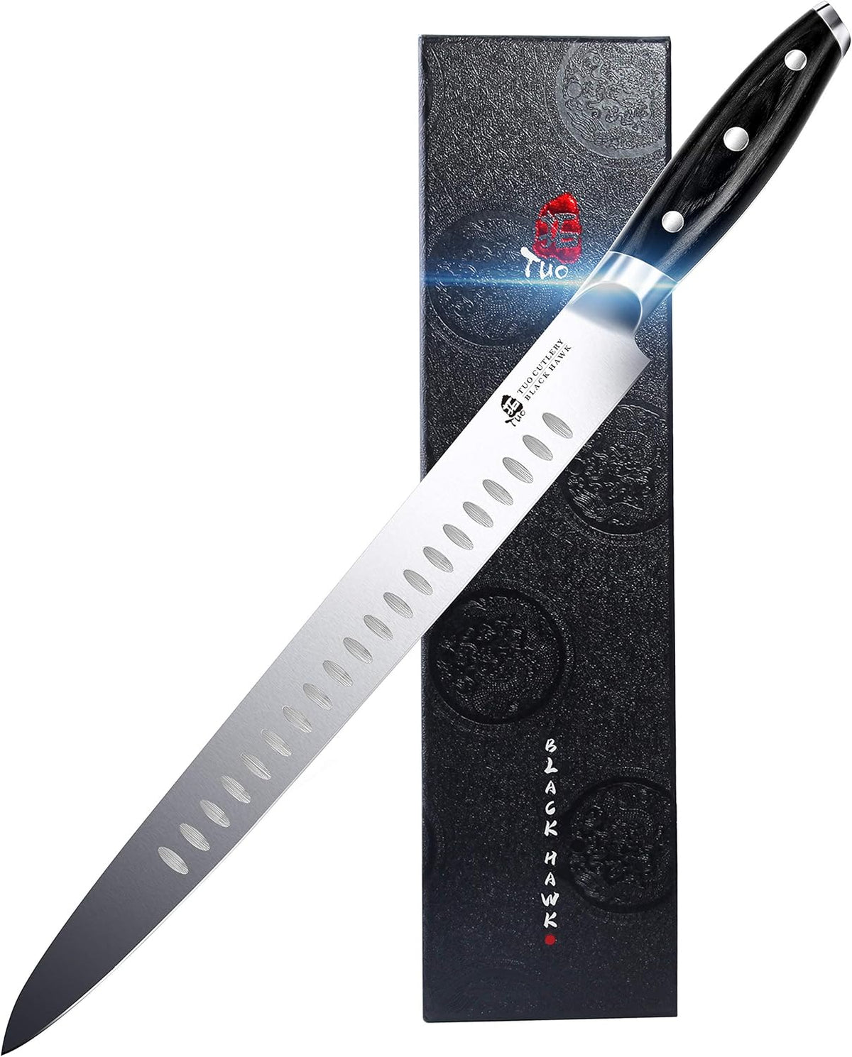 Honing Rod, Knife Sharpening Rod 8 Inch, High Carbon German Steel Knife Sharpener with Ergonomic Pakkawood Handle, Premium Honing Steel for Kitchen Knives Blade Maintenance, Black Hawk Series