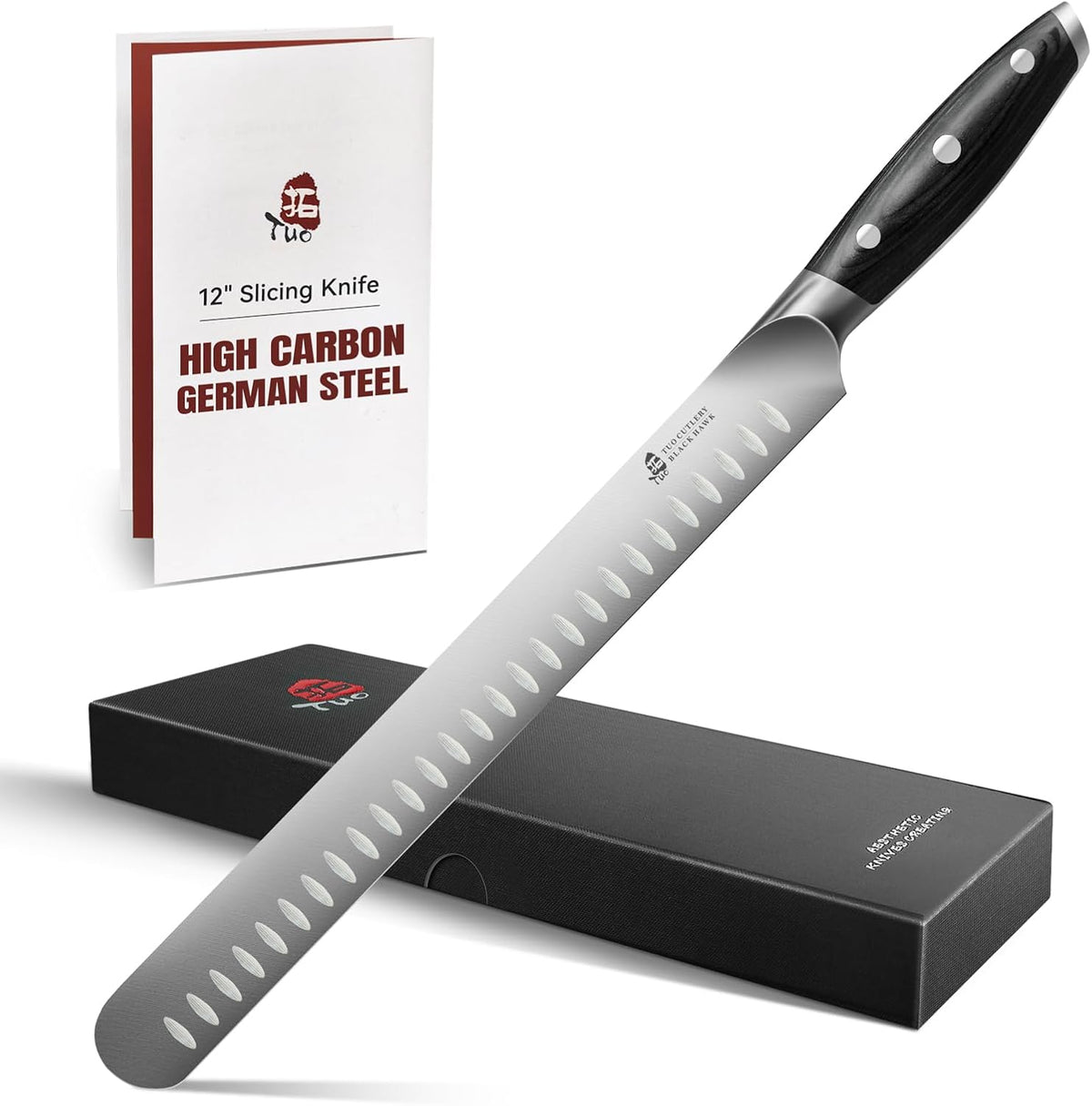 Honing Rod, Knife Sharpening Rod 8 Inch, High Carbon German Steel Knife Sharpener with Ergonomic Pakkawood Handle, Premium Honing Steel for Kitchen Knives Blade Maintenance, Black Hawk Series