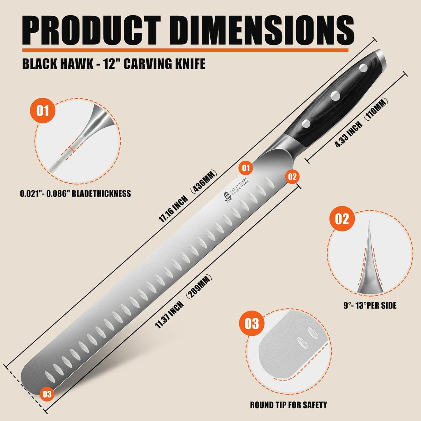 Honing Rod, Knife Sharpening Rod 8 Inch, High Carbon German Steel Knife Sharpener with Ergonomic Pakkawood Handle, Premium Honing Steel for Kitchen Knives Blade Maintenance, Black Hawk Series