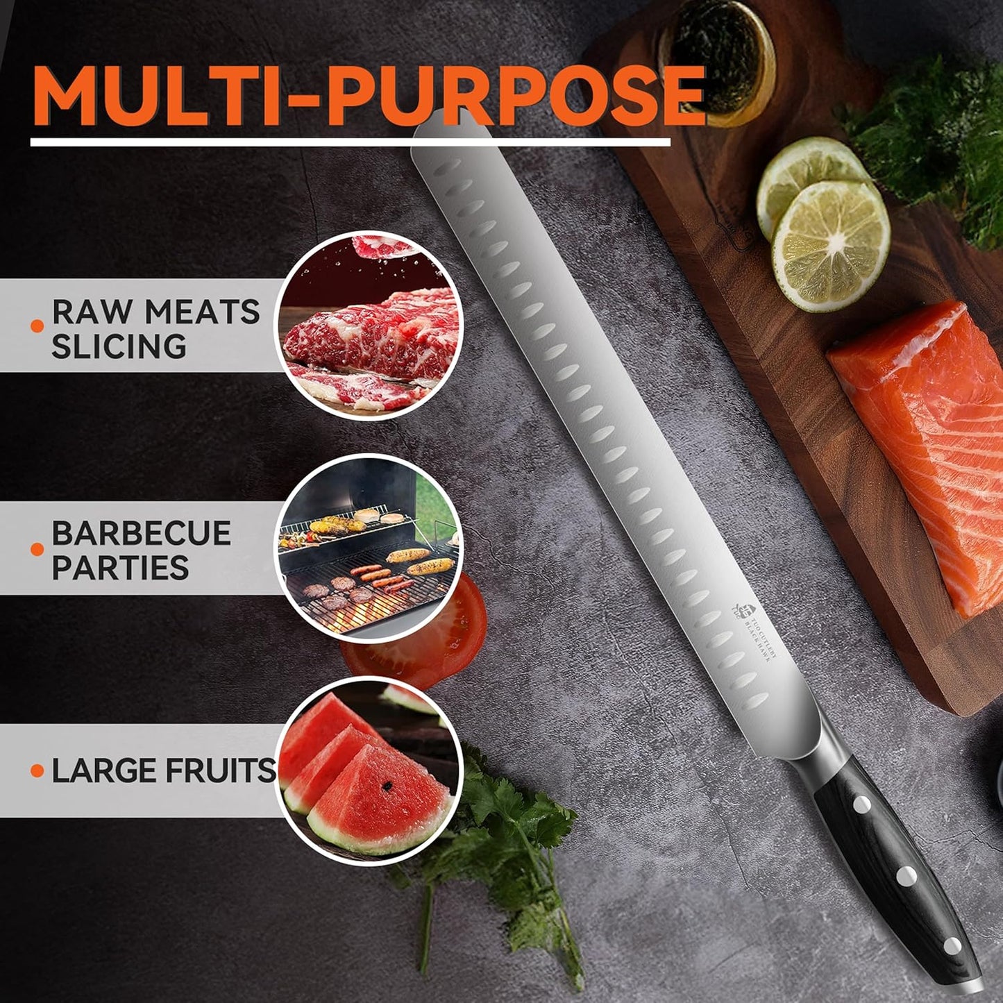 Honing Rod, Knife Sharpening Rod 8 Inch, High Carbon German Steel Knife Sharpener with Ergonomic Pakkawood Handle, Premium Honing Steel for Kitchen Knives Blade Maintenance, Black Hawk Series