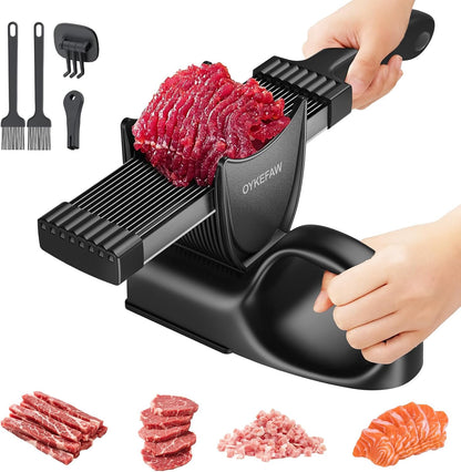 Fresh Meat Slicer, Adjustable 2 or 4 mm, 17-in-1 Meat Cleavers | Manual Meat Slicer, Fresh Meat Slicer, Stainless Steel Meat Cleavers Knife, Sliced, Striped, Diced for Beef Pork（Gray）