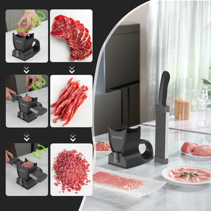 Fresh Meat Slicer, Adjustable 2 or 4 mm, 17-in-1 Meat Cleavers | Manual Meat Slicer, Fresh Meat Slicer, Stainless Steel Meat Cleavers Knife, Sliced, Striped, Diced for Beef Pork（Gray）