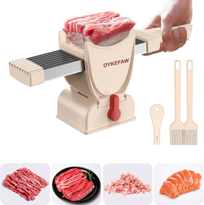 Fresh Meat Slicer, Adjustable 2 or 4 mm, 17-in-1 Meat Cleavers | Manual Meat Slicer, Fresh Meat Slicer, Stainless Steel Meat Cleavers Knife, Sliced, Striped, Diced for Beef Pork（Gray）