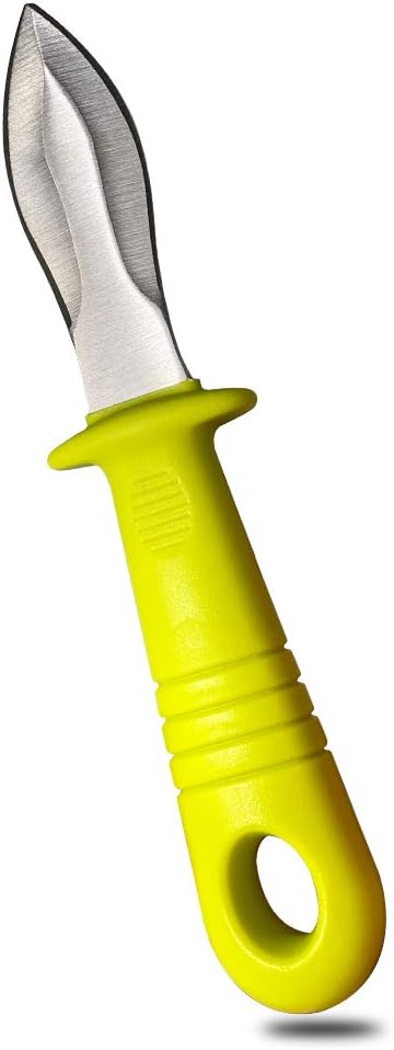 Oyster Shucking Knife, Commercial Grade Clam and Shellfish tool With Ergonomic Grip And Anti-Slip Handle, Good For Home Restaurant Kitchen And Outdoor Use, Yellow/Silver (1 Count)
