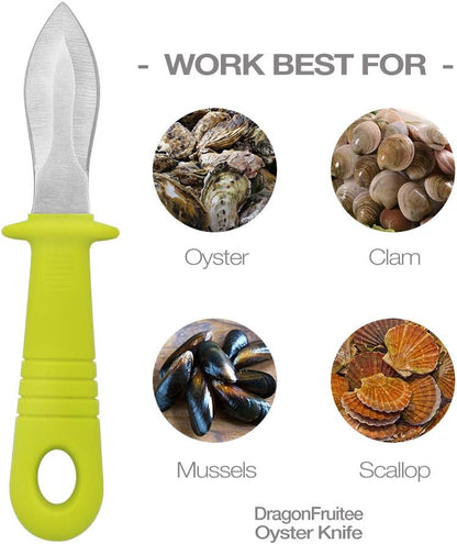 Oyster Shucking Knife, Commercial Grade Clam and Shellfish tool With Ergonomic Grip And Anti-Slip Handle, Good For Home Restaurant Kitchen And Outdoor Use, Yellow/Silver (1 Count)