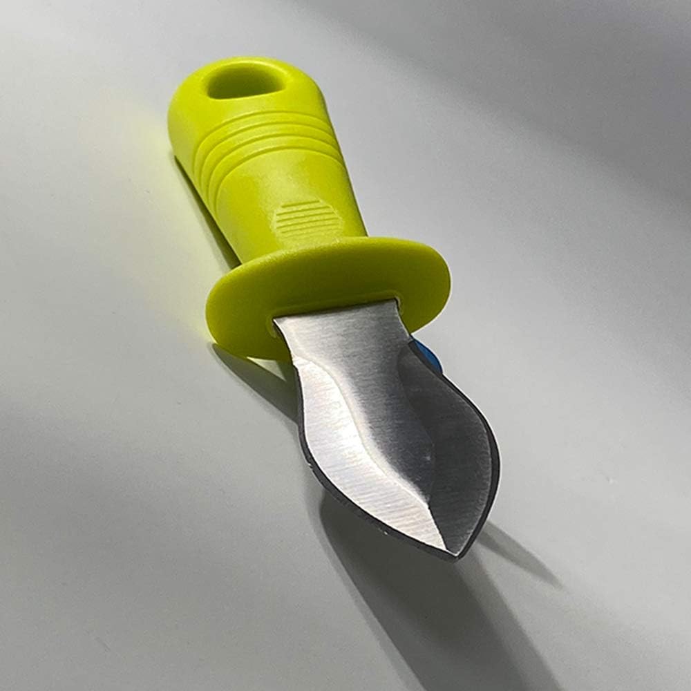 Oyster Shucking Knife, Commercial Grade Clam and Shellfish tool With Ergonomic Grip And Anti-Slip Handle, Good For Home Restaurant Kitchen And Outdoor Use, Yellow/Silver (1 Count)