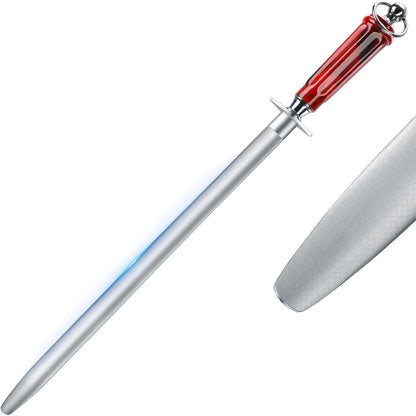 Huusk 12" Knife Sharpener Rod -Sharpeners with Magnetized Tips Flat | 3200 Grit Sharpening Steel, High Carbon Knife Steel Sharpener, Gift Box