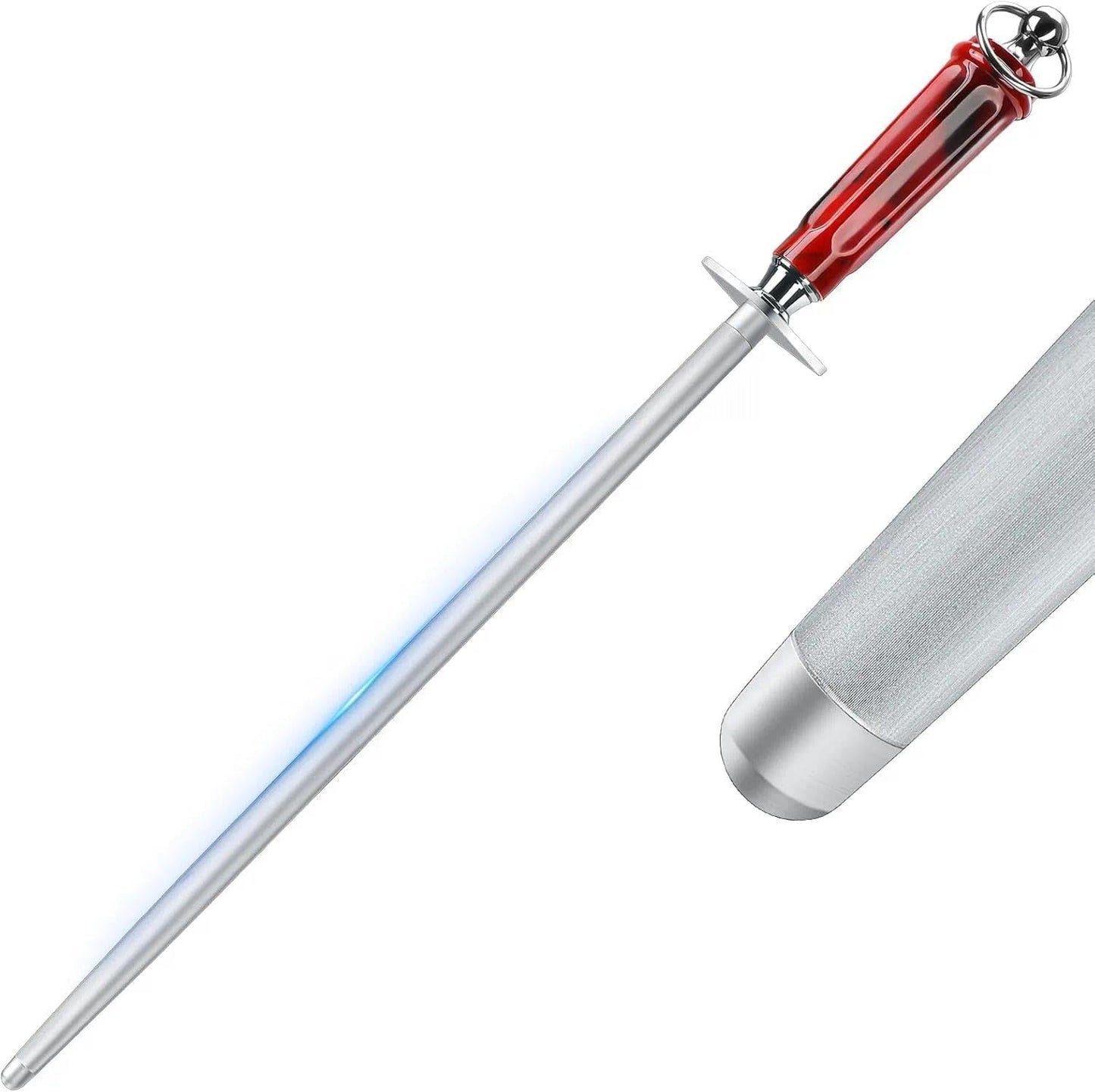 Huusk 12" Knife Sharpener Rod -Sharpeners with Magnetized Tips Flat | 3200 Grit Sharpening Steel, High Carbon Knife Steel Sharpener, Gift Box