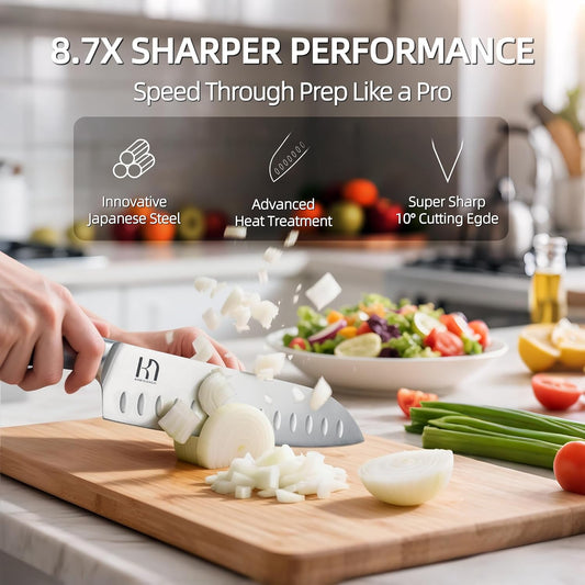 KnifeSaga Kitchen Knife Set Premium Japanese High Carbon Stainless Steel Knife Block Sets with Built-in Sharpener, Razor Sharp Knives Set for Kitchen, Quality Wood Block Knife Set, 14 Pcs, Brown