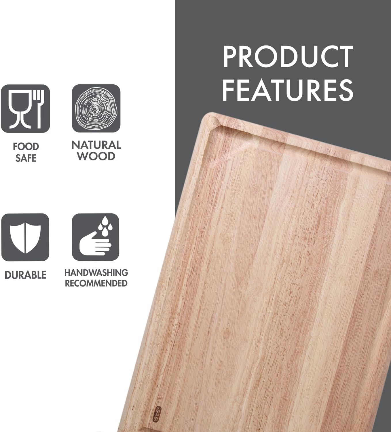 Rubberwood Pour Spout Cutting Board – 21" x 15" x 1" | Juice Groove, Easy-Pour Corner, Heavy-Duty Wood Board for Carving & Chopping