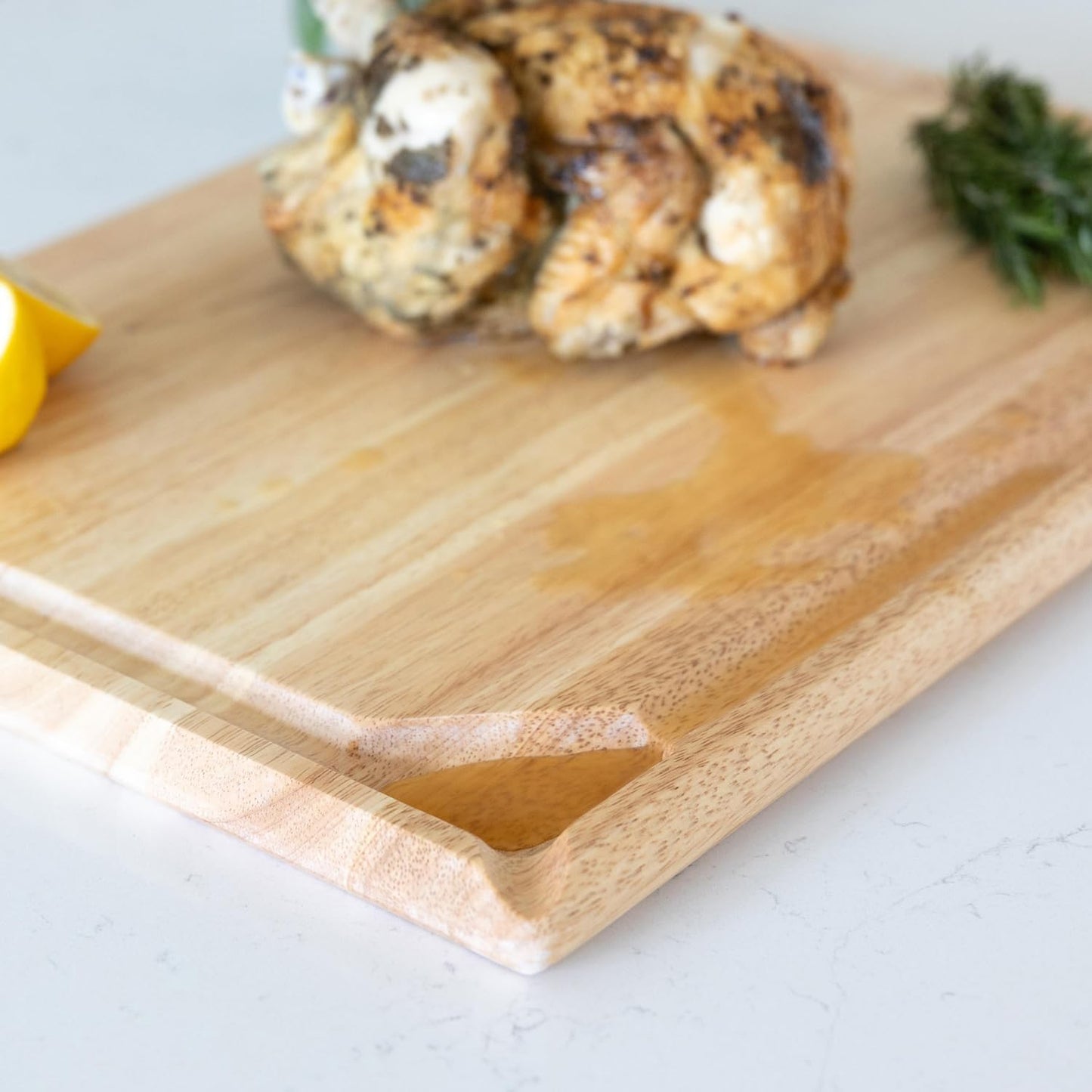 Rubberwood Pour Spout Cutting Board – 21" x 15" x 1" | Juice Groove, Easy-Pour Corner, Heavy-Duty Wood Board for Carving & Chopping