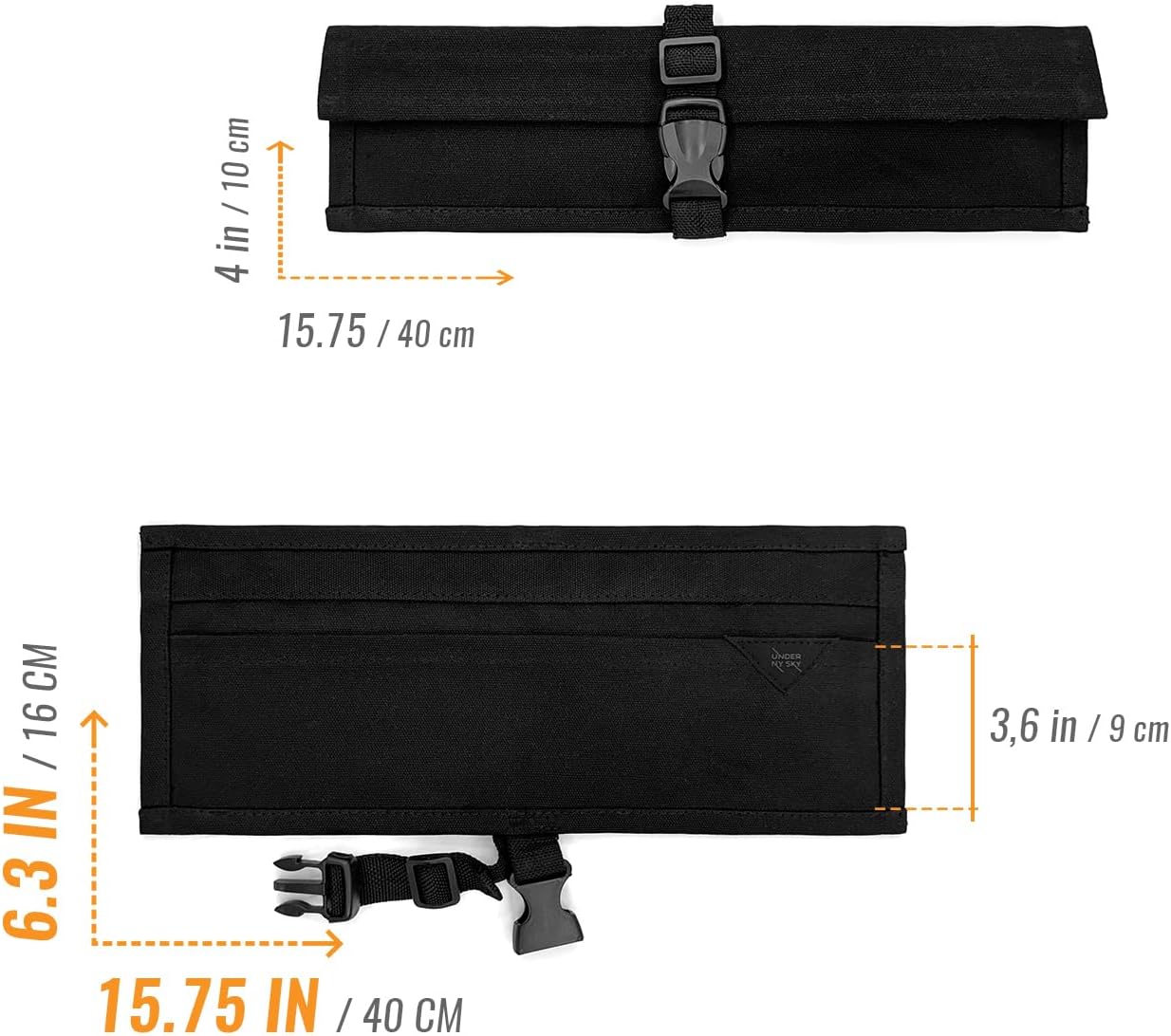 Knife Roll Case, Leather Support, Waxed Canvas, 4 Slots, Gray | Heavy Duty Waxed Canvas Pouch, Leather Support, Portable Bag for Cooking Tools, Utensils, Cutlery Knives, BBQ, Travel, Gift