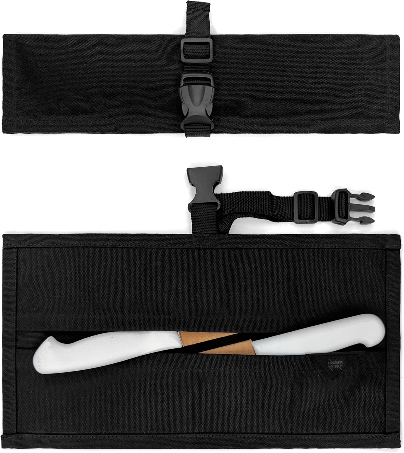 Knife Roll Case, Leather Support, Waxed Canvas, 4 Slots, Gray | Heavy Duty Waxed Canvas Pouch, Leather Support, Portable Bag for Cooking Tools, Utensils, Cutlery Knives, BBQ, Travel, Gift