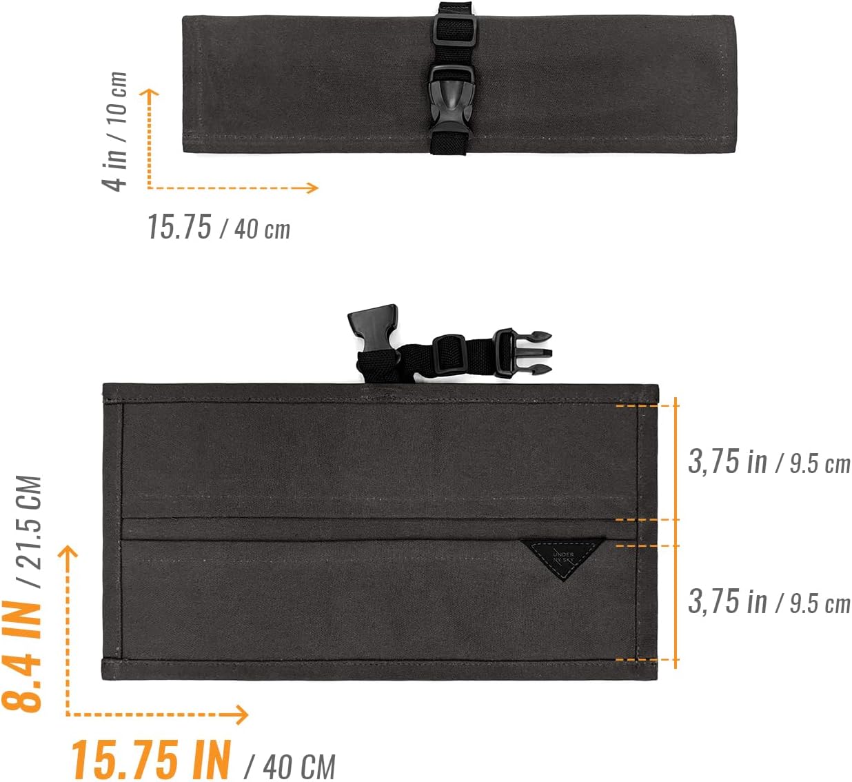 Knife Roll Case, Leather Support, Waxed Canvas, 4 Slots, Gray | Heavy Duty Waxed Canvas Pouch, Leather Support, Portable Bag for Cooking Tools, Utensils, Cutlery Knives, BBQ, Travel, Gift