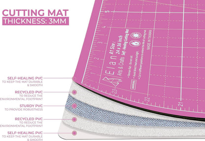 Cutting Mat A3 Pink & Purple, Self Healing Cutting Mat 12x18 Inch, 5-Ply Craft Board Pink, Hobby Board for Crafts 12x18 Inch