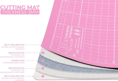 Cutting Mat A3 Pink & Purple, Self Healing Cutting Mat 12x18 Inch, 5-Ply Craft Board Pink, Hobby Board for Crafts 12x18 Inch
