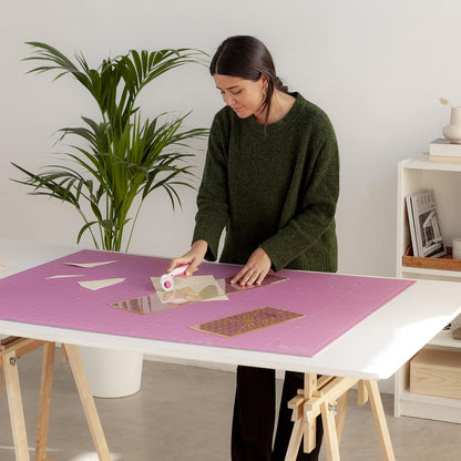 Cutting Mat A3 Pink & Purple, Self Healing Cutting Mat 12x18 Inch, 5-Ply Craft Board Pink, Hobby Board for Crafts 12x18 Inch
