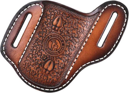 Leather Pocket Folding Knife Sheath Belt Holster Knives Case EDC Carrier | Compact,Fit Buck 110/112 Knives, Right-Hand Cross-Draw Design, Slim Pancake Style,Open-Top Retention,For Camper Hunter, DIY