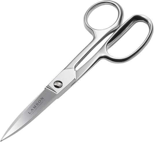 Lamson Kitchen Shears, 8 In Forged Take Apart Poultry Scissors | High-carbon steel cuts chicken bones, herb stems, twine and pizza; blades separate at the pivot; all stainless build