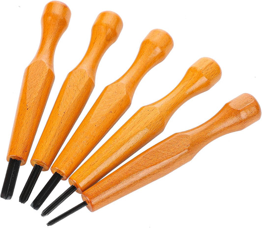 5 Pcs Linocut Tools Sets Linoleum Carving Tools Wood Chisel V Shaped Knife for Printmaking Woodcarving Beginners (1.5mm, 2mm, 3mm, 4mm, 5mm)