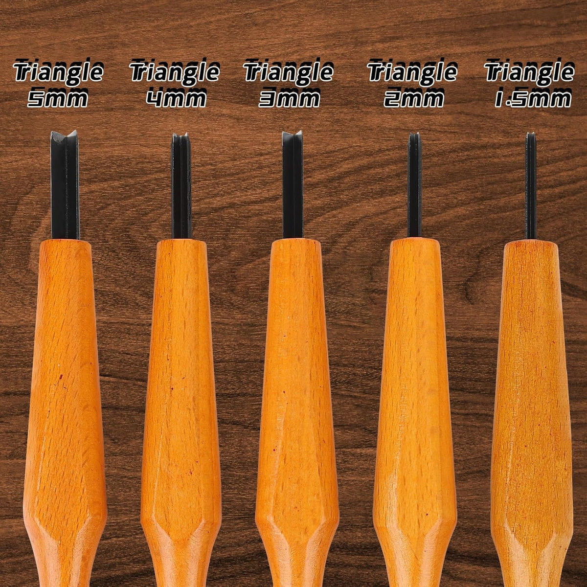 5 Pcs Linocut Tools Sets Linoleum Carving Tools Wood Chisel V Shaped Knife for Printmaking Woodcarving Beginners (1.5mm, 2mm, 3mm, 4mm, 5mm)