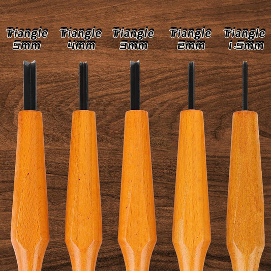5 Pcs Linocut Tools Sets Linoleum Carving Tools Wood Chisel V Shaped Knife for Printmaking Woodcarving Beginners (1.5mm, 2mm, 3mm, 4mm, 5mm)