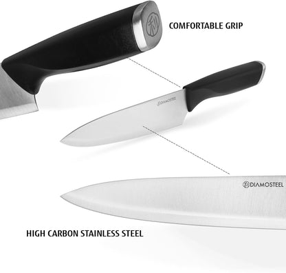 White Knife Set, 13 Pieces Knife Block Set with Built-in Sharpener Scissors for Kitchen Meat & Vegetable Cutting, Dishwasher Safe Knives Set Present for Family & Restaurant