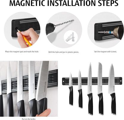 White Knife Set, 13 Pieces Knife Block Set with Built-in Sharpener Scissors for Kitchen Meat & Vegetable Cutting, Dishwasher Safe Knives Set Present for Family & Restaurant