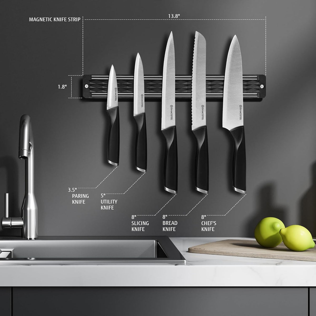 White Knife Set, 13 Pieces Knife Block Set with Built-in Sharpener Scissors for Kitchen Meat & Vegetable Cutting, Dishwasher Safe Knives Set Present for Family & Restaurant